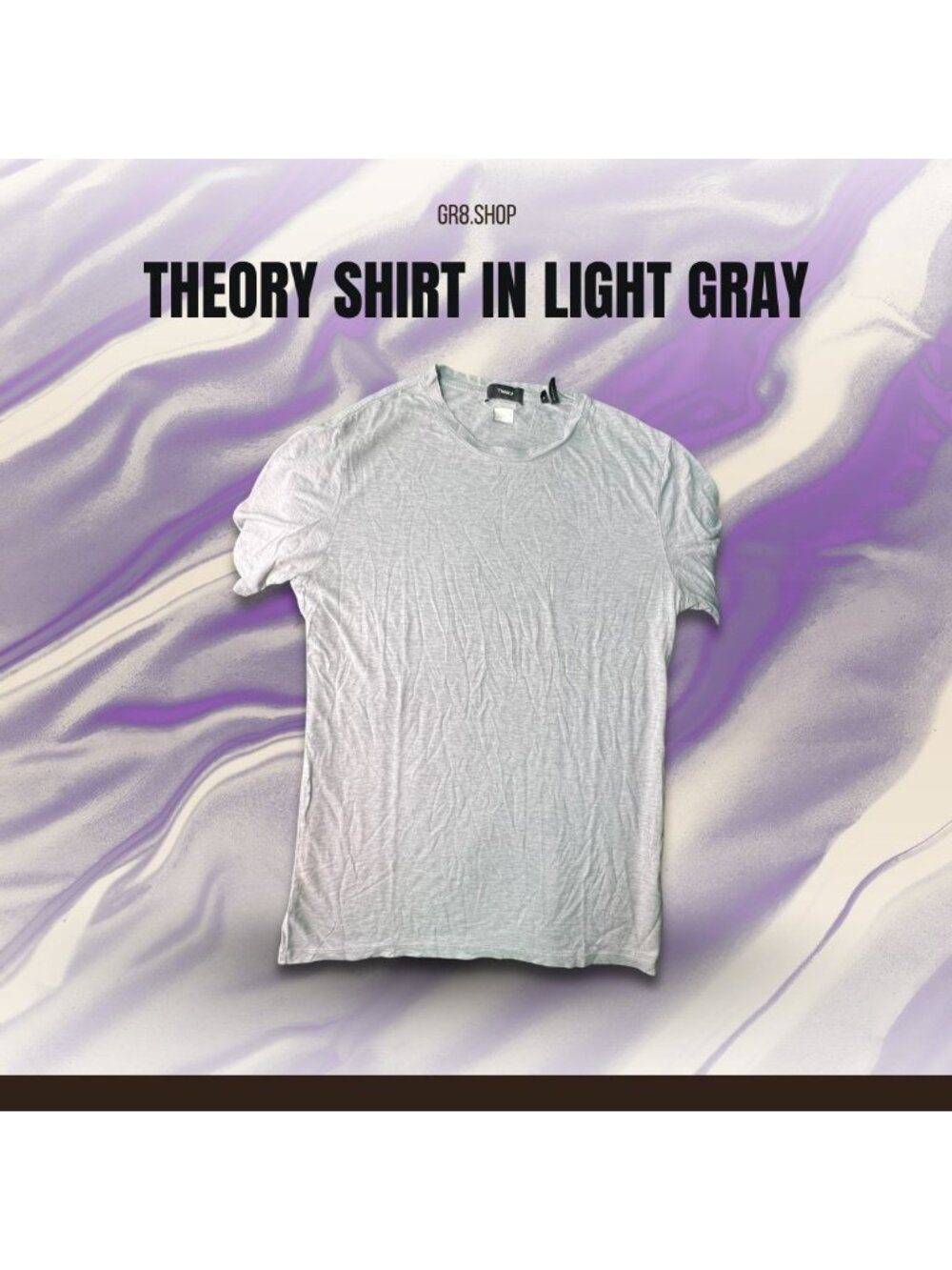 Theory Mens Light Gray T-Shirt Soft Lightweight Fabric Casual Classic Fit S